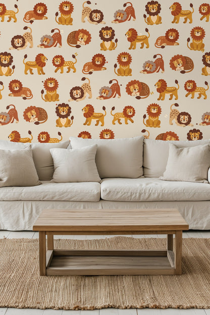 Close-up of lion illustrations showing diverse warm colorations and subtle decorative marks