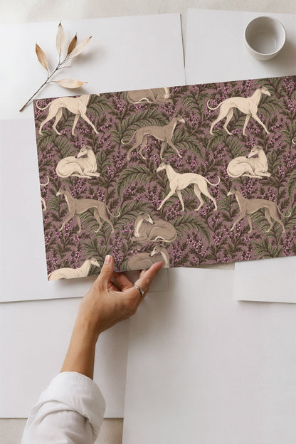 Violet Fern Canine wallpaper shown in an interior setting