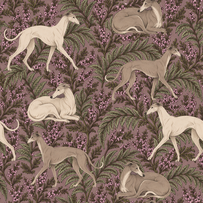 Violet Fern Canine wallpaper shown in an interior setting