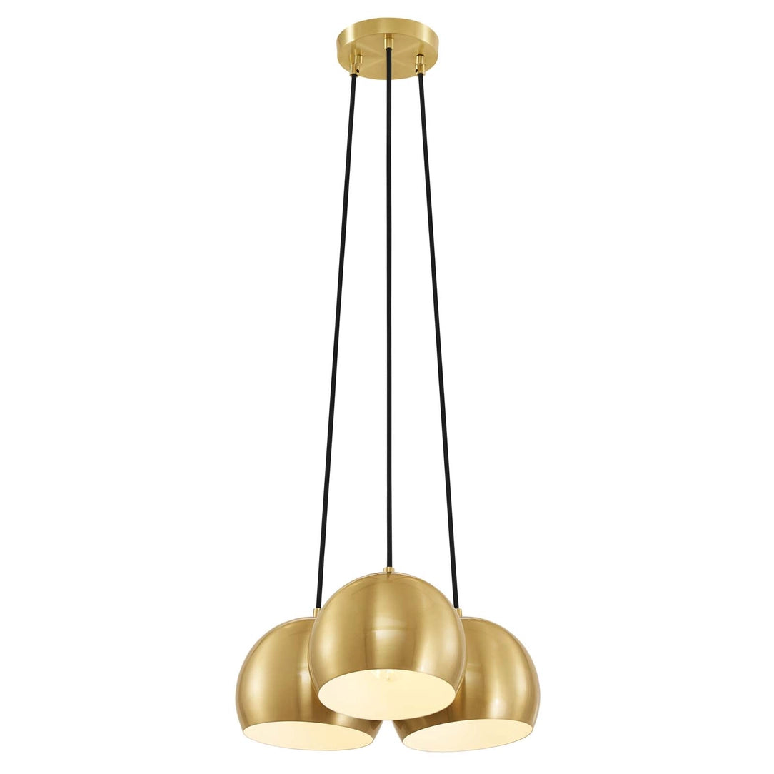 Golden Chalice gold cluster pendant, 3-light glam dining room ceiling light