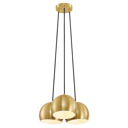 Golden Chalice gold cluster pendant, 3-light glam dining room ceiling light