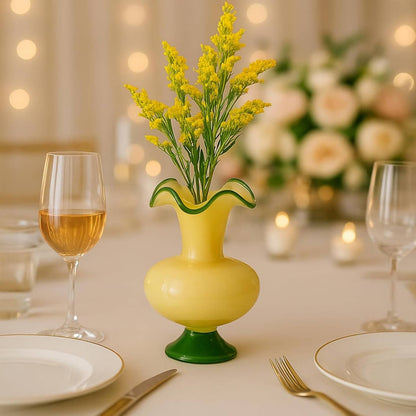 Verdant Bloom Hand-Blown Glass Flower Vase Décor - 11" by The Wine Savant / Khen Glassware — view 7