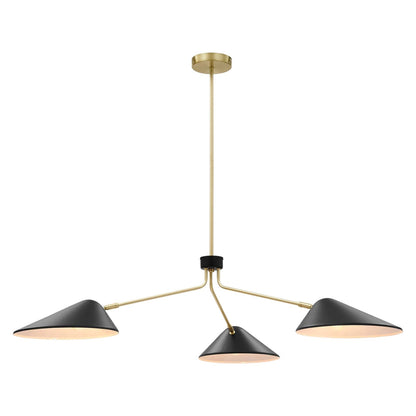 Midnight Odyssey black arm pendant, 3-light adjustable kitchen island fixture