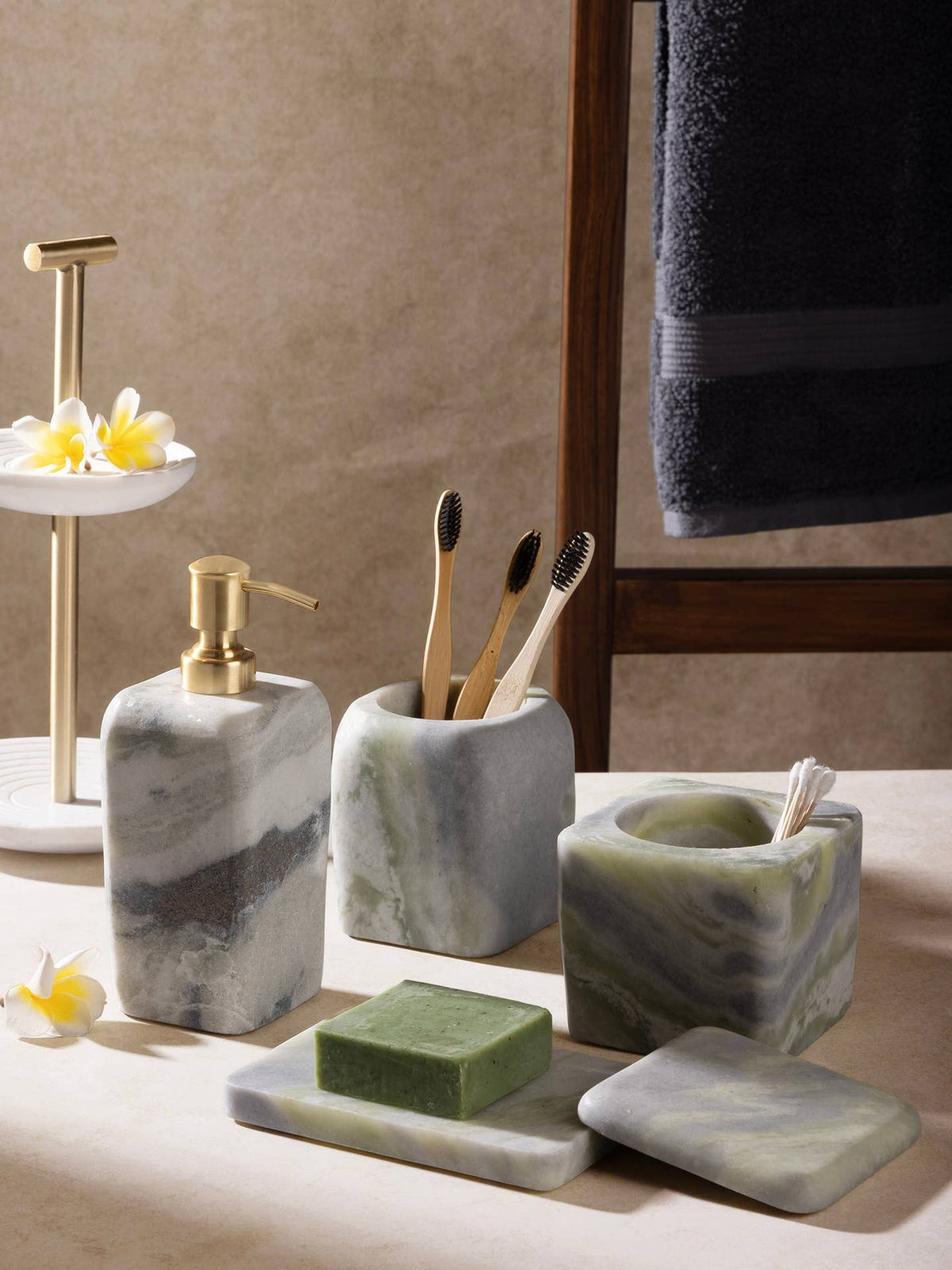 Hanoi Green Onyx Bath Accessories Set by GAURI KOHLI — view 9