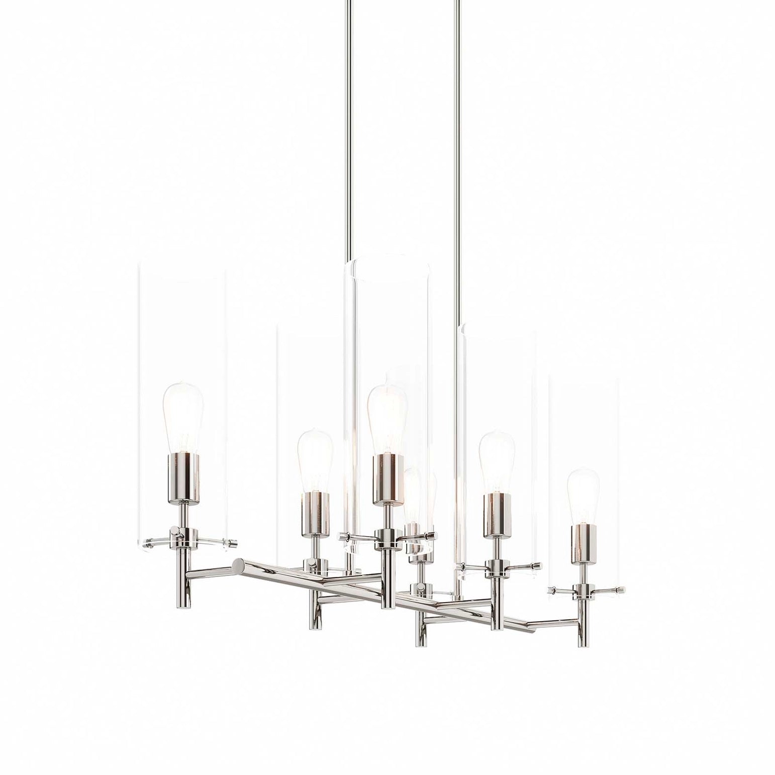 Silver Skylark chandelier, silver 6-light contemporary dining room fixture