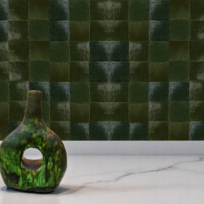 Olive Clay Moroccan Zellige Tile – Square by Moroccantastics — view 4