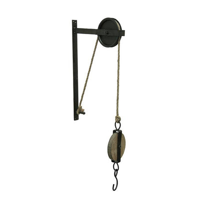 Metal and Wood Pulley and Hook Plant Hanger