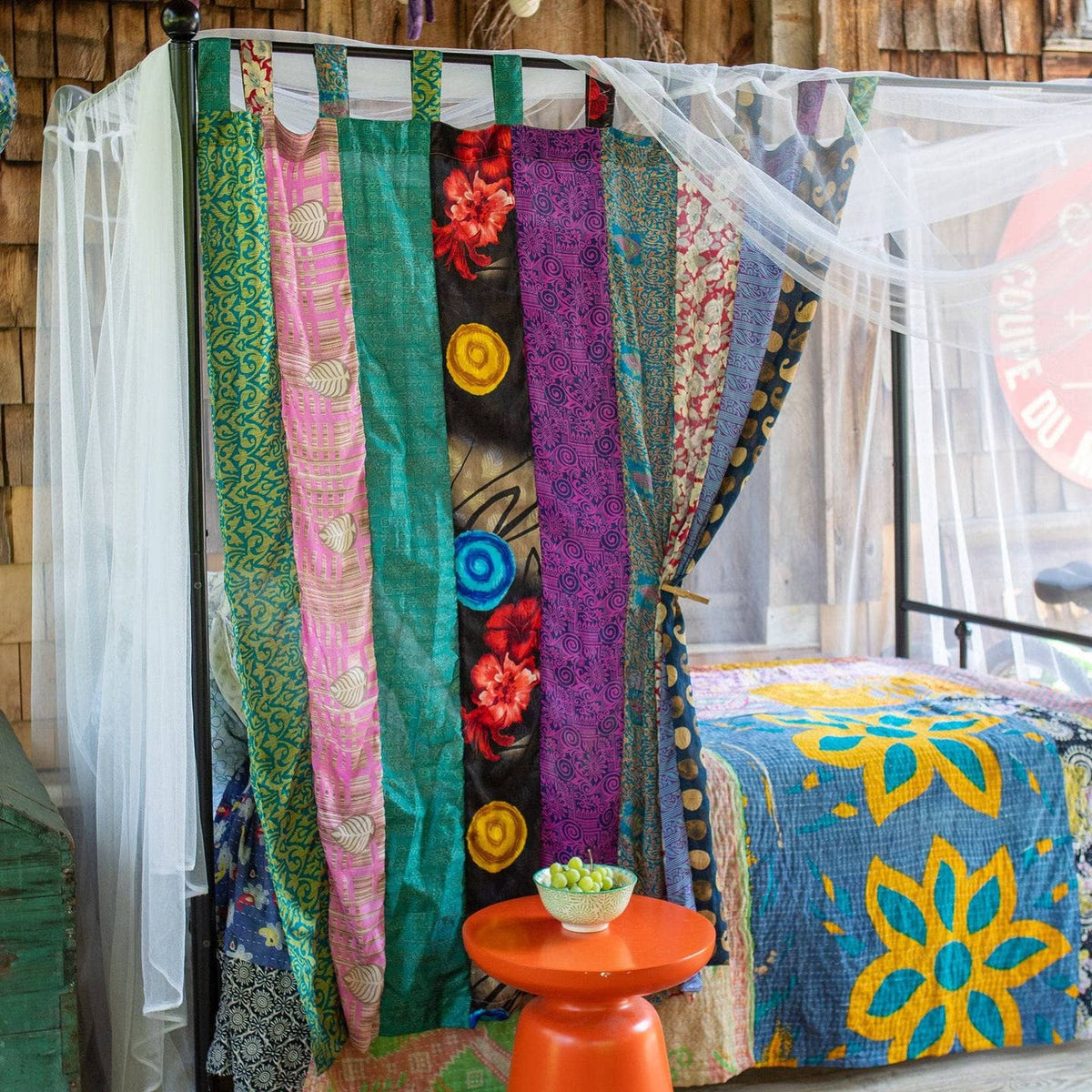 Rainbow Oasis: Recycled Sari Curtains by Darn Good Yarn — view 2