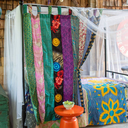 Rainbow Oasis: Recycled Sari Curtains by Darn Good Yarn — view 2