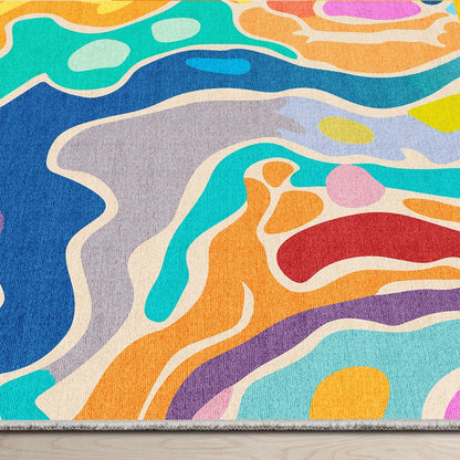 Crayola Modern Whimsy Waves Color Mix Multi-Color Area Rug By Well Woven