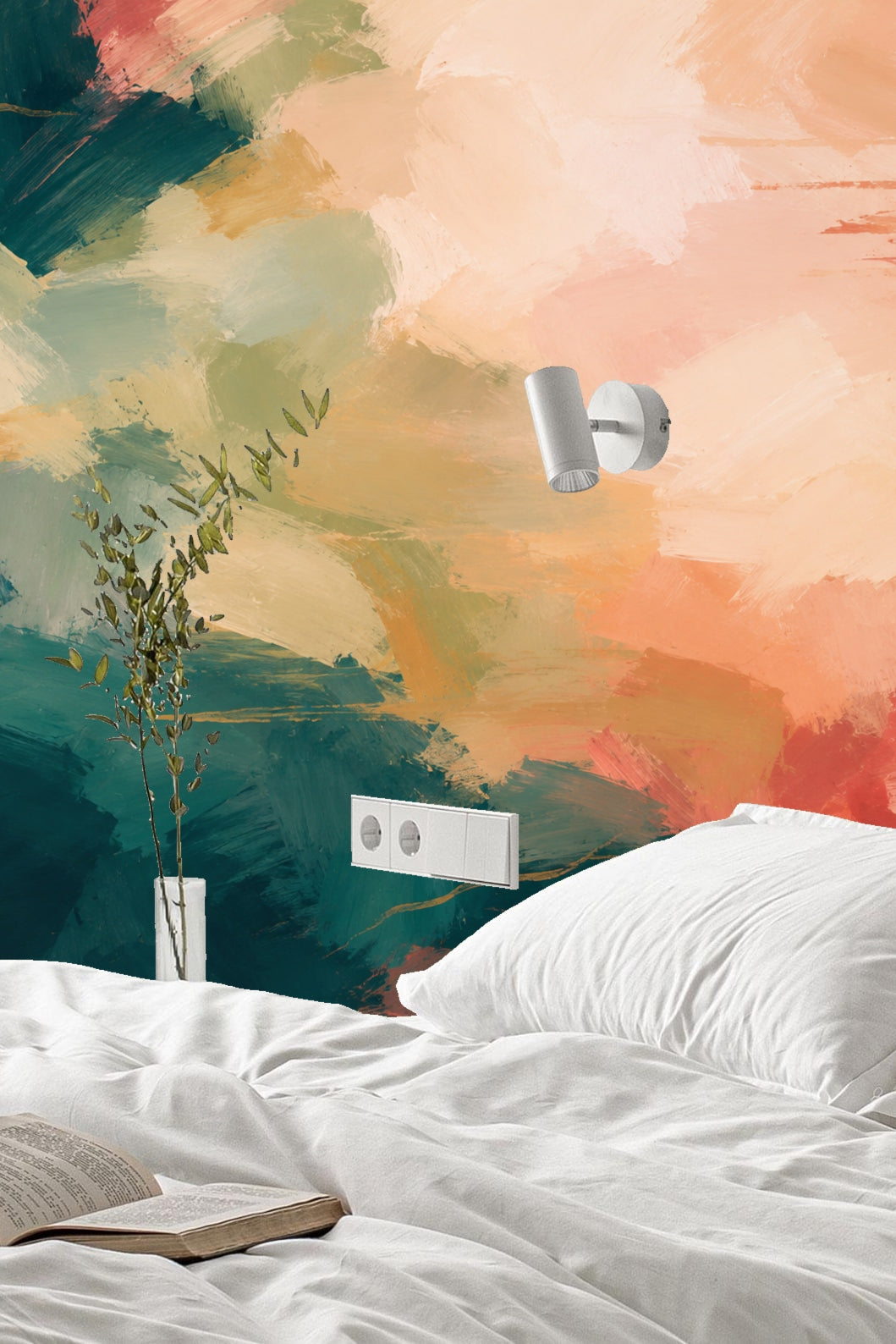 Teal Bloom Wallcovering wallpaper shown in an interior setting
