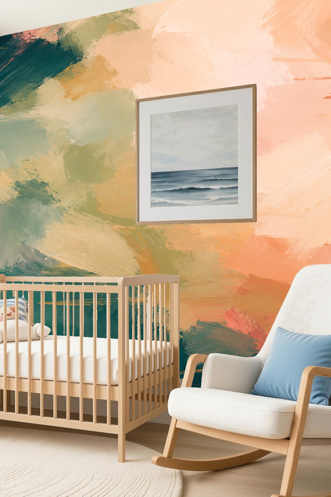 Teal Bloom Wallcovering wallpaper shown in an interior setting