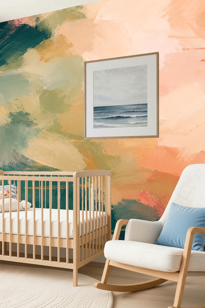 Teal Bloom Wallcovering wallpaper shown in an interior setting