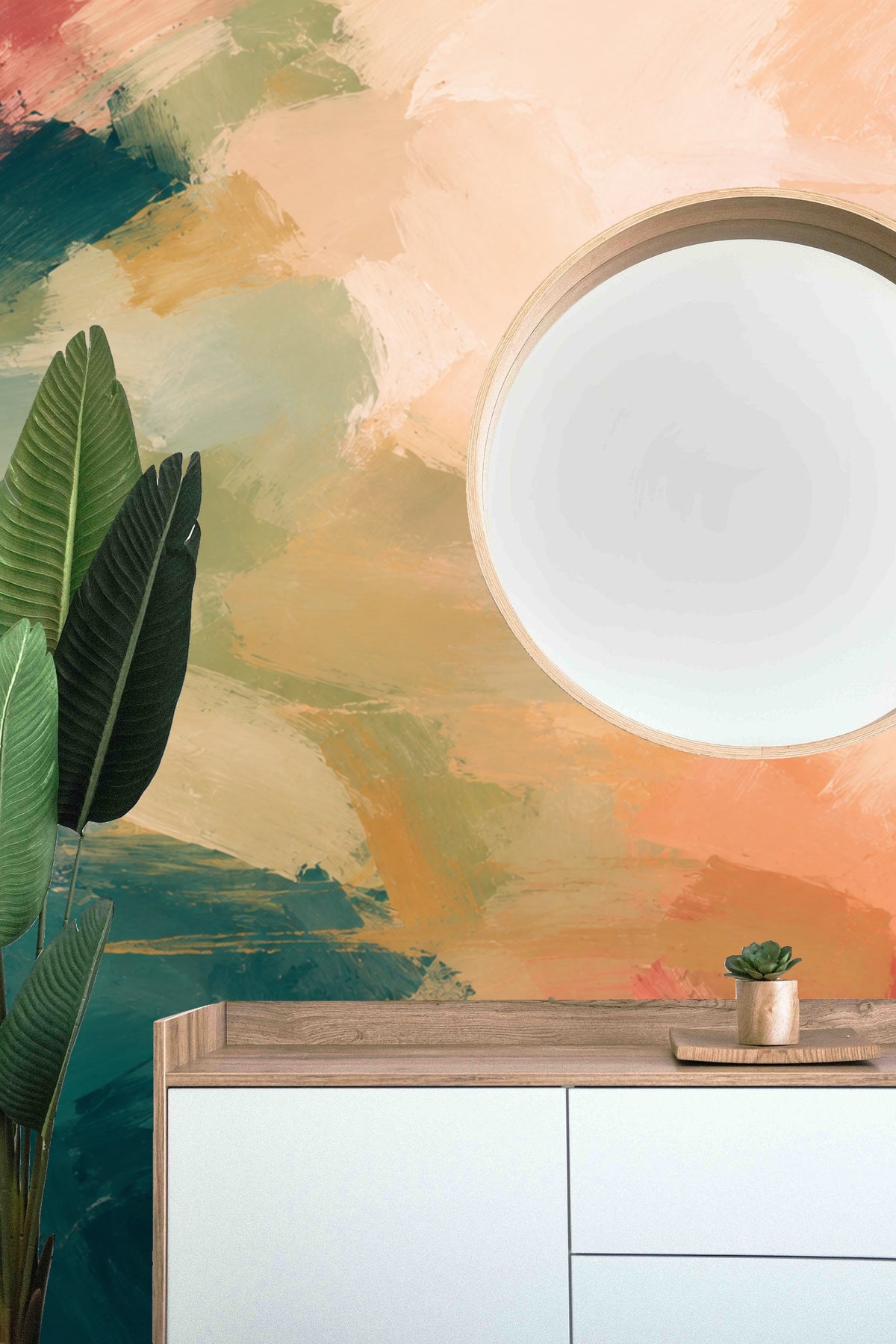 Teal Bloom Wallcovering wallpaper shown in an interior setting