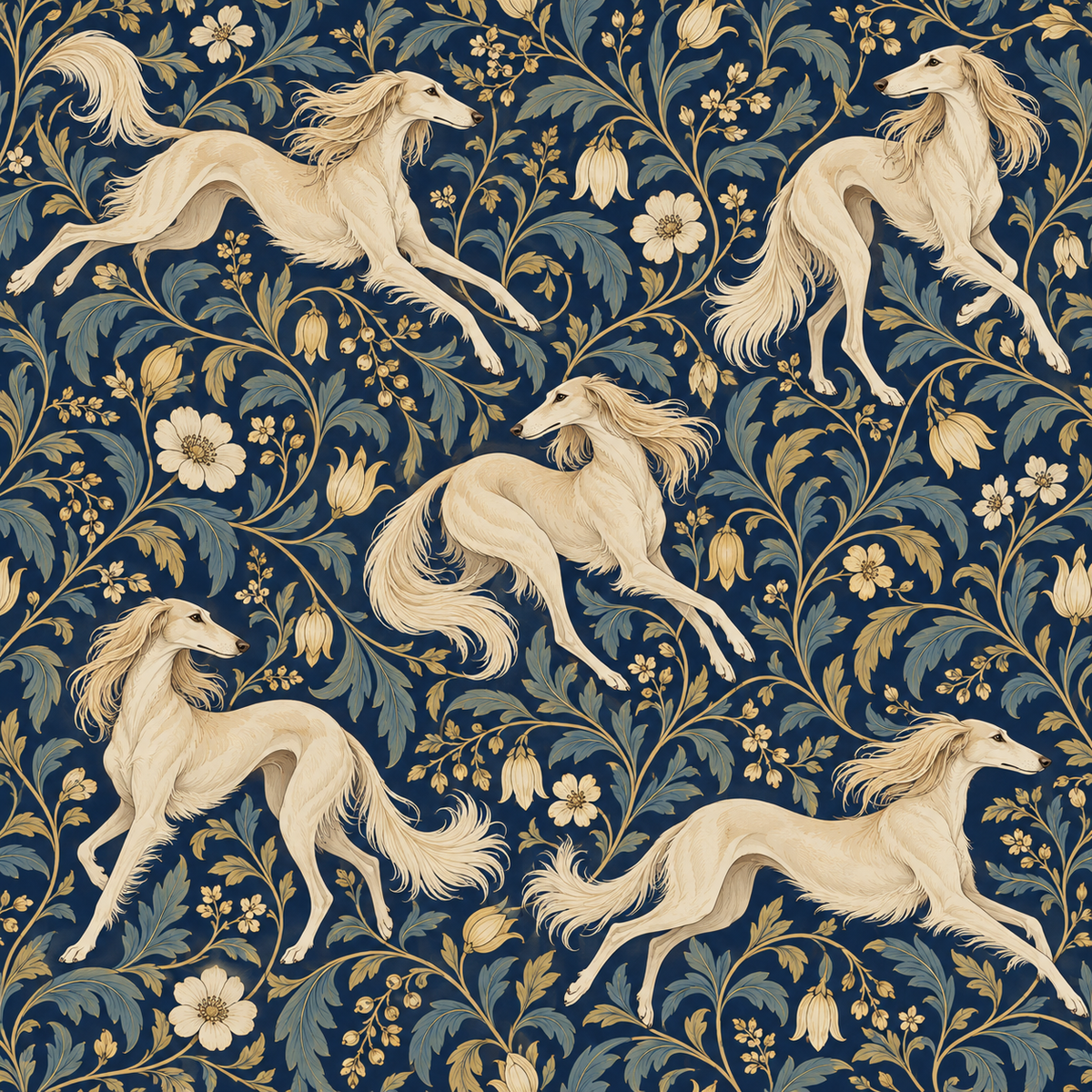 Noble Saluki Scroll wallpaper shown in an interior setting