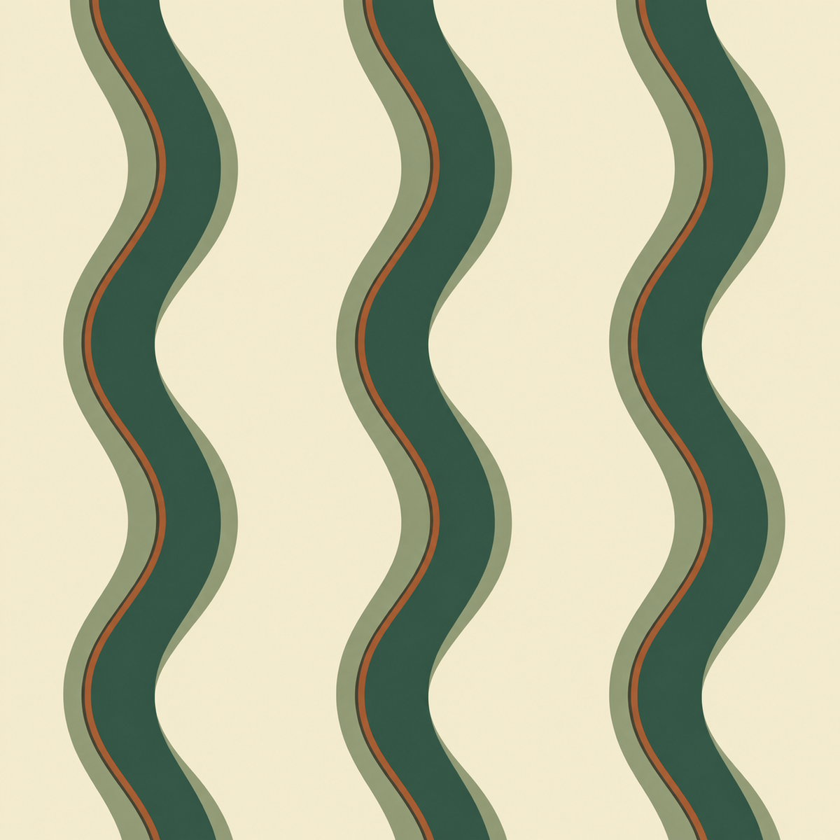 Olive Ribbon Ripple wallpaper shown in an interior setting