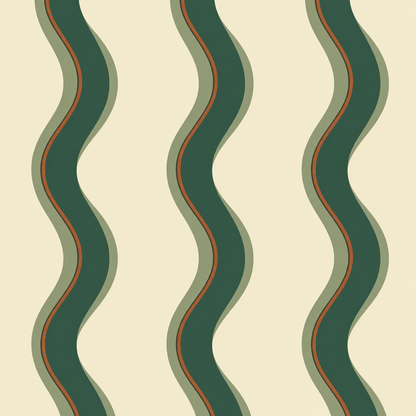 Olive Ribbon Ripple wallpaper shown in an interior setting