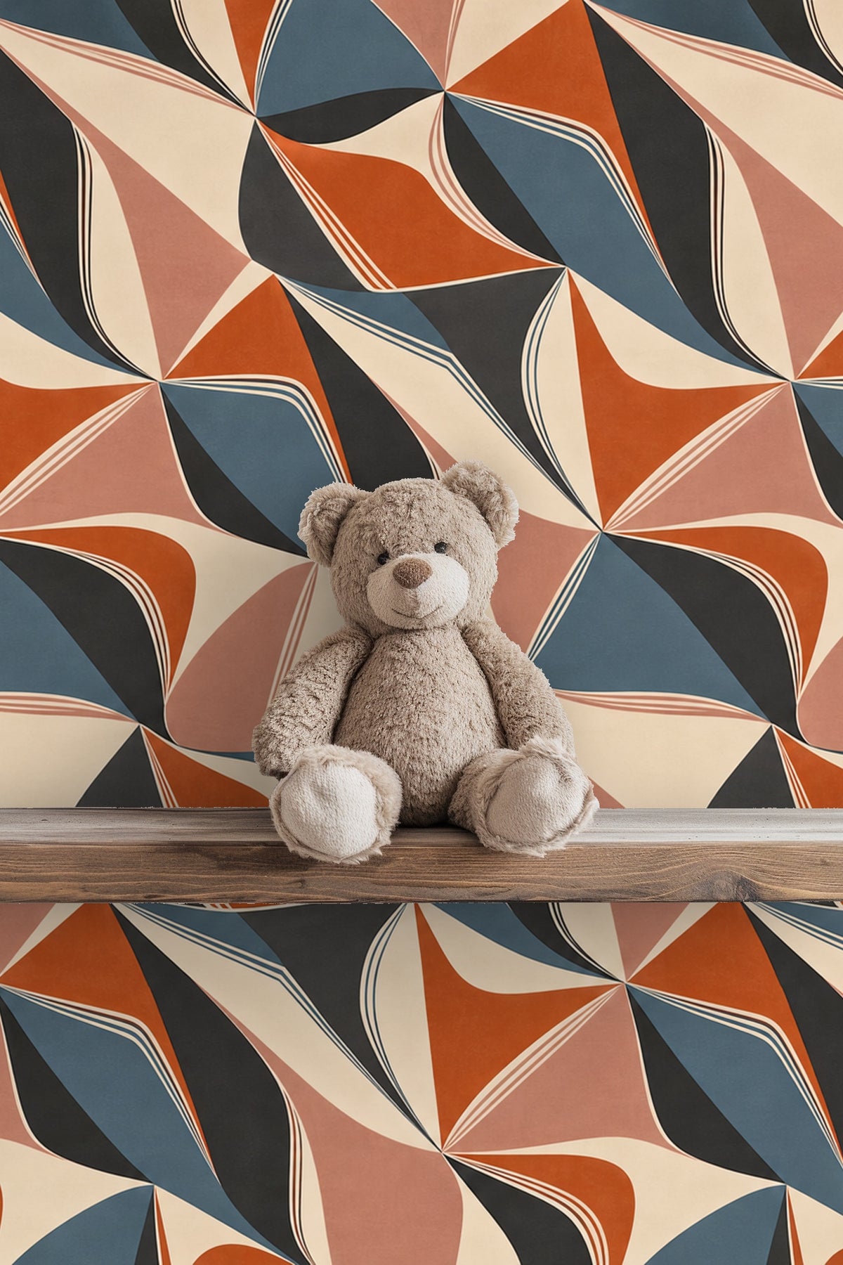 Pattern edge where geometric shapes meet in fluid, layered composition.