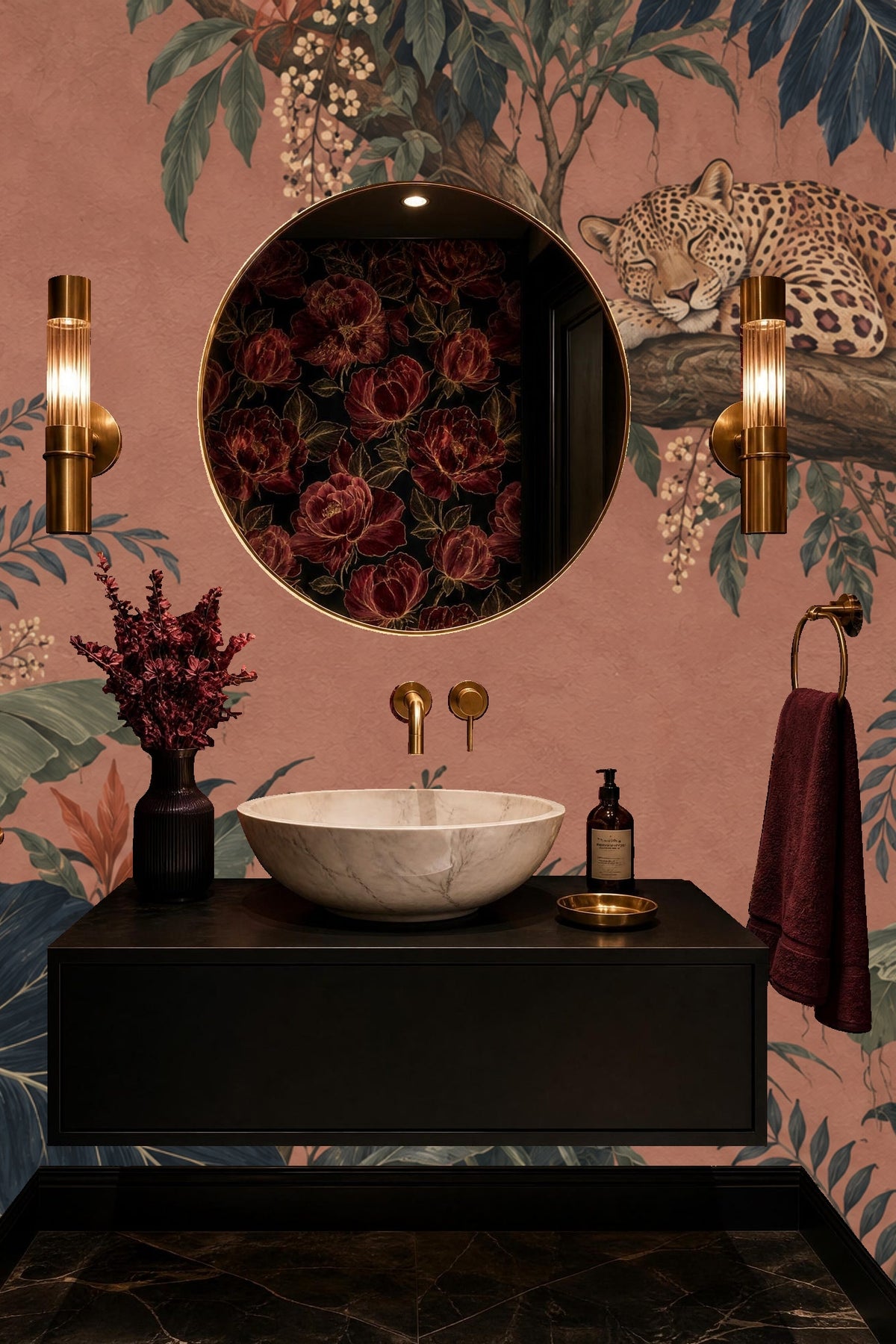 Silent Sentinel Mural wallpaper shown in an interior setting