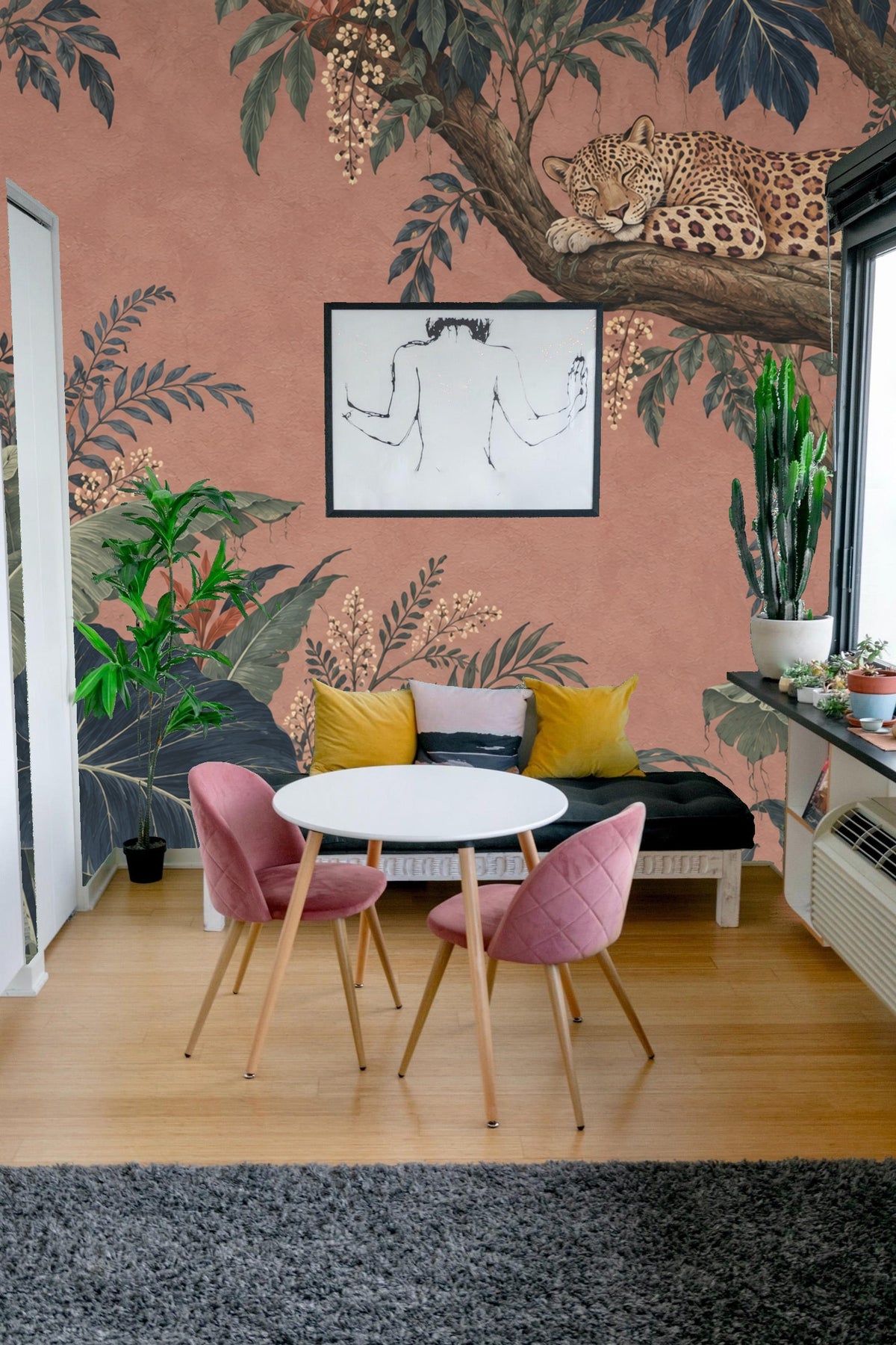 Silent Sentinel Mural wallpaper shown in an interior setting