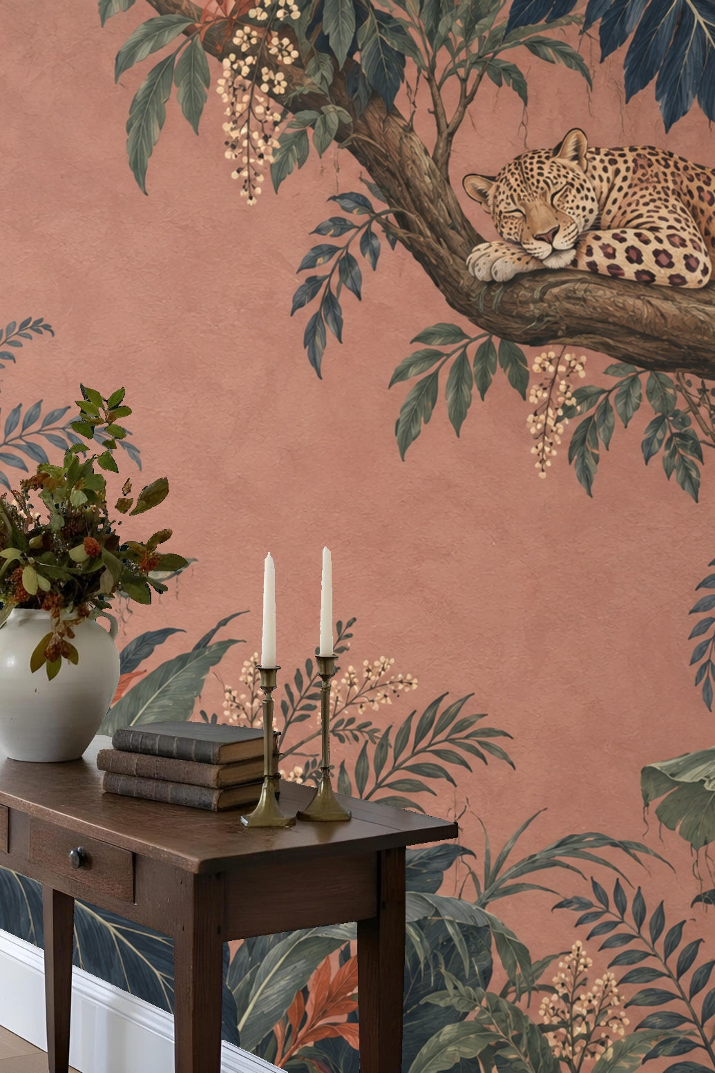 Silent Sentinel Mural wallpaper shown in an interior setting