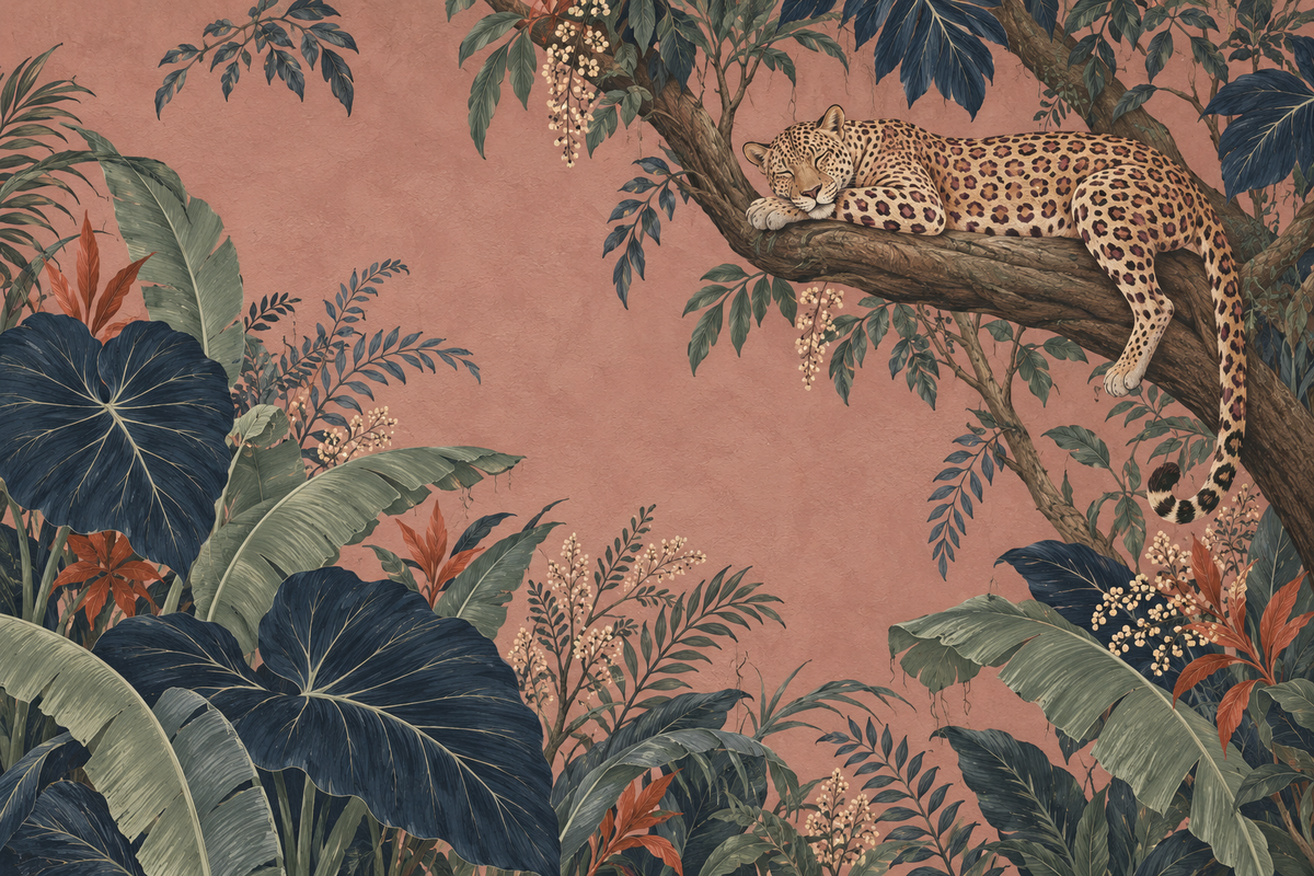 Silent Sentinel Mural wallpaper shown in an interior setting