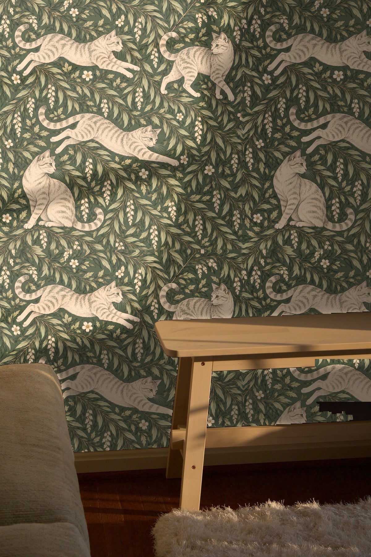 Artwork showing fine fur texture and soft stripes on the tabby cats.