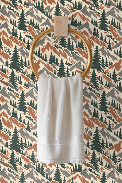 Terra Firma Pines wallpaper shown in an interior setting