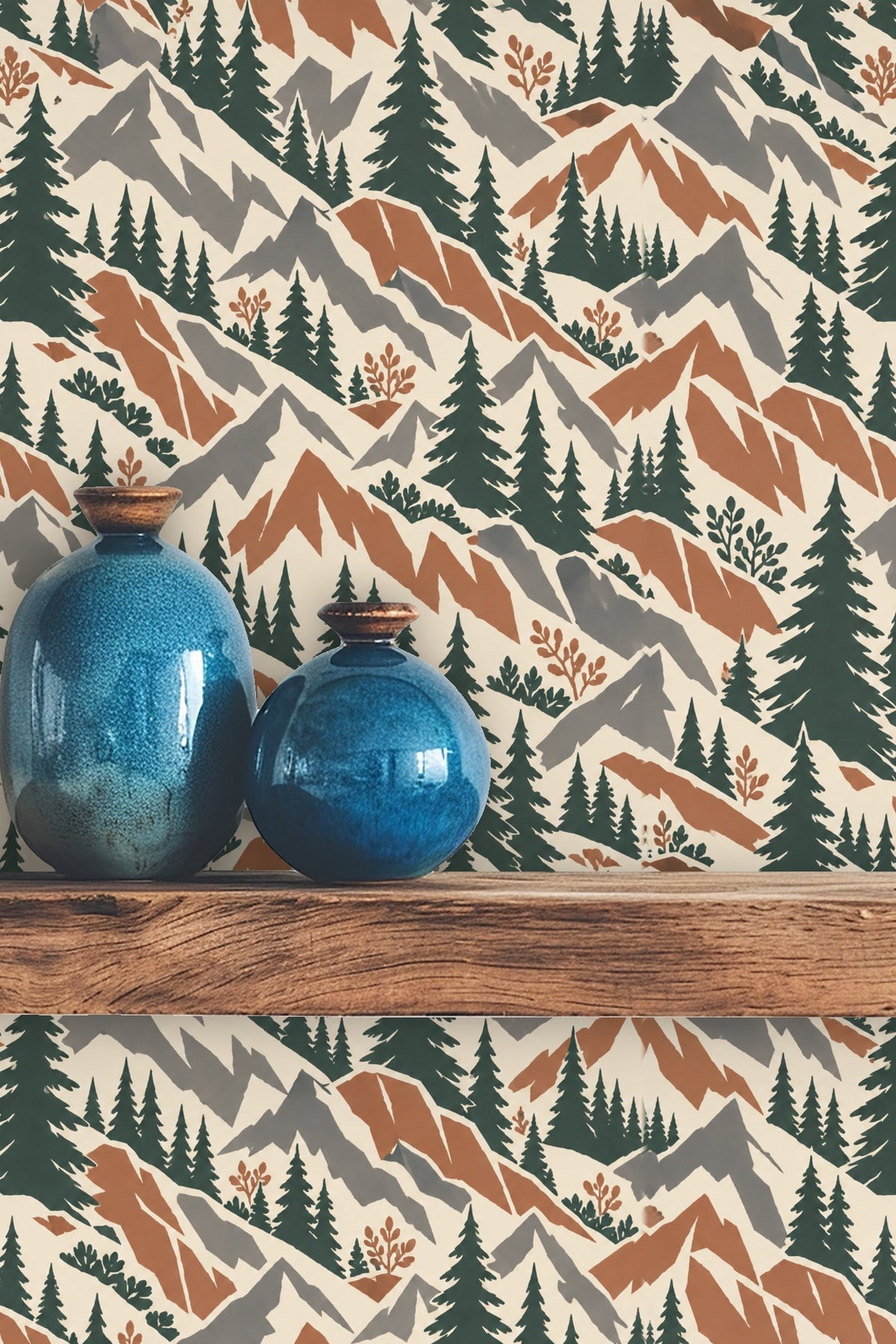 Terra Firma Pines wallpaper shown in an interior setting