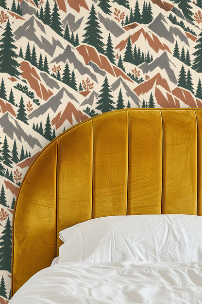 Terra Firma Pines wallpaper shown in an interior setting