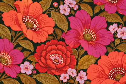 Poppy and Rose Expanse wallpaper shown in an interior setting