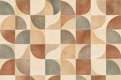 Terracotta Arc Mosaic wallpaper shown in an interior setting