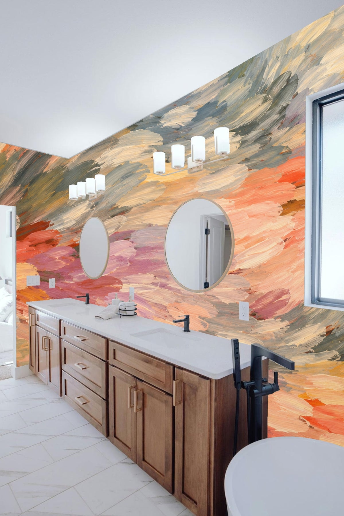 Palette Brush Ripple wallpaper shown in an interior setting