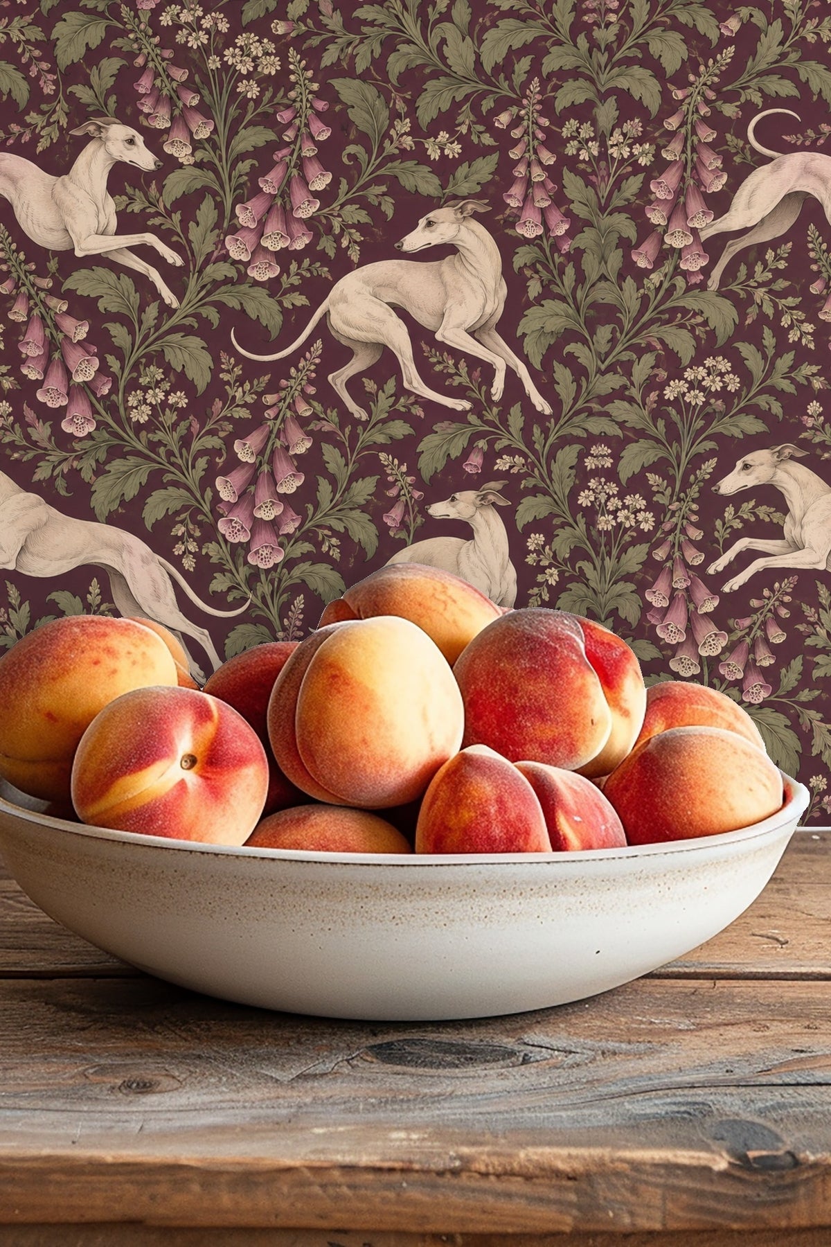 Natural lighting highlighting the texture and subtle tones in the wallpaper design
