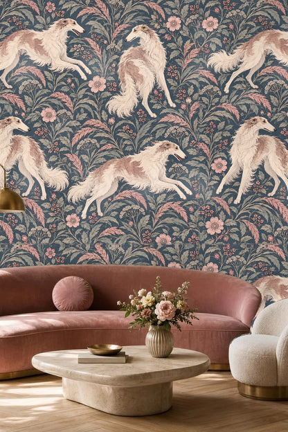 Open wooden cabinet mounted on wallpapered wall