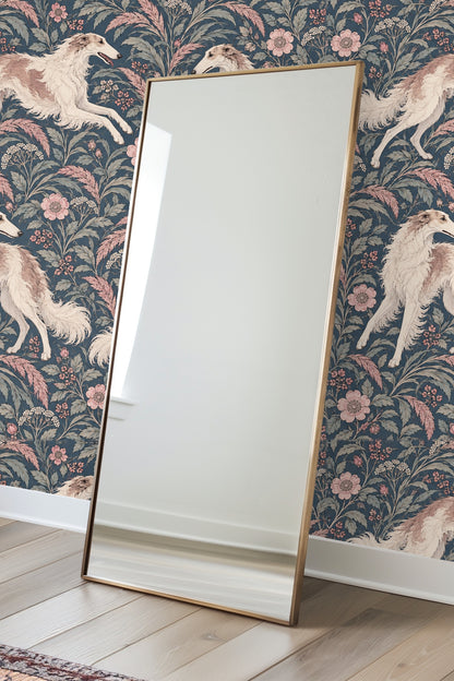 Section of wallpaper highlighting the pink floral clusters and grasses