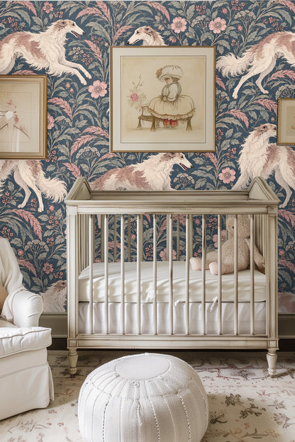 Close-up of wallpaper showing intricate fur detail on one borzoi dog