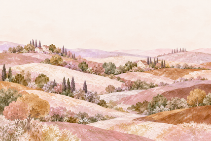Foliage and terrain detail with layered pastel tones and painterly textures