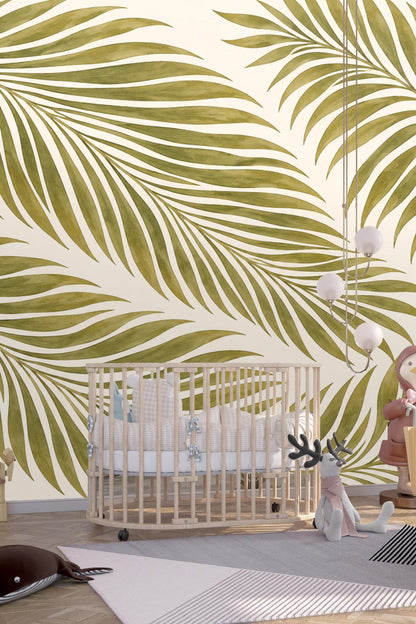 Soft olive tones blending gently on the creamy backdrop