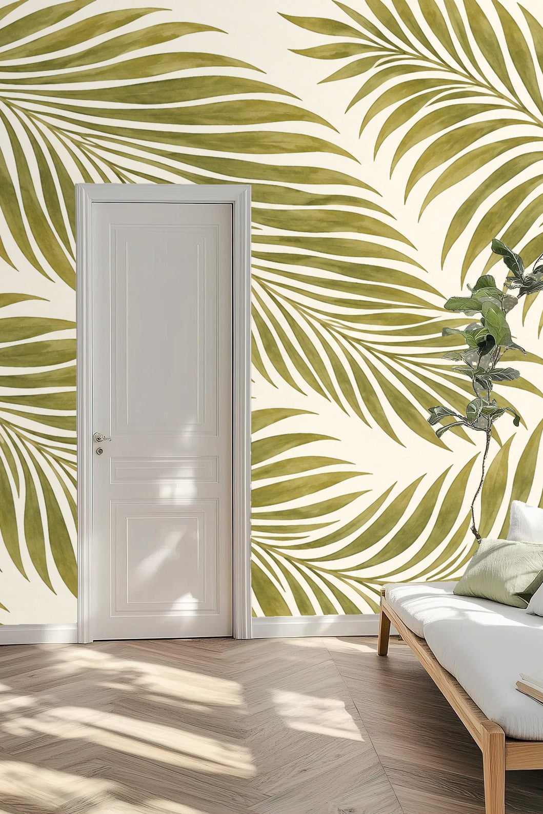 Textured leaves with subtle color transitions on the wallpaper surface