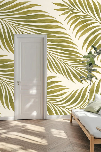 Textured leaves with subtle color transitions on the wallpaper surface