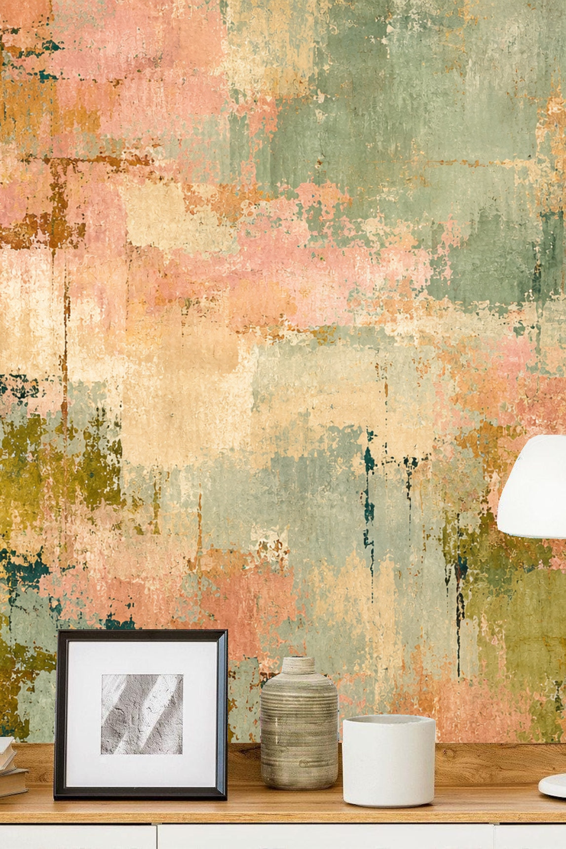 Abstract Terrain Mural wallpaper shown in an interior setting
