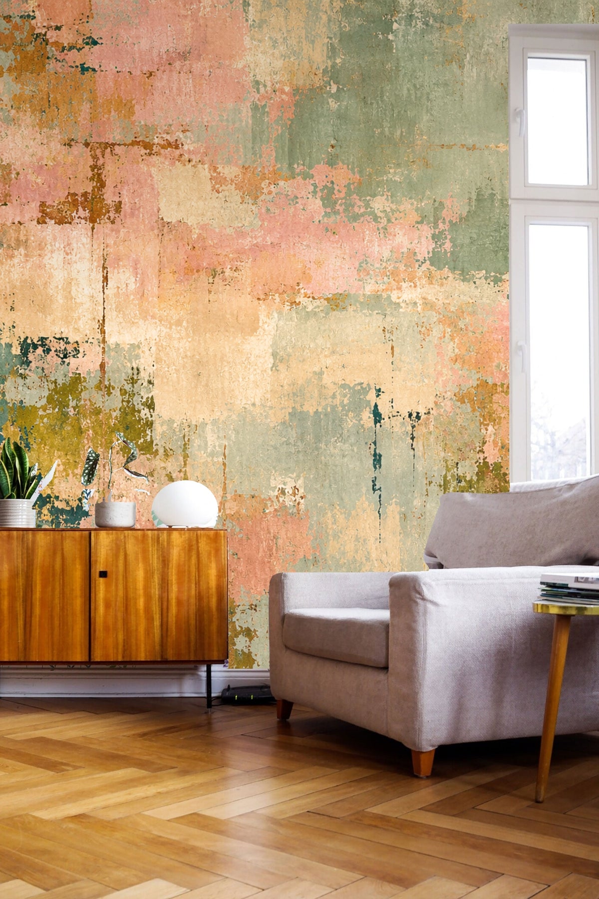 Abstract Terrain Mural wallpaper shown in an interior setting
