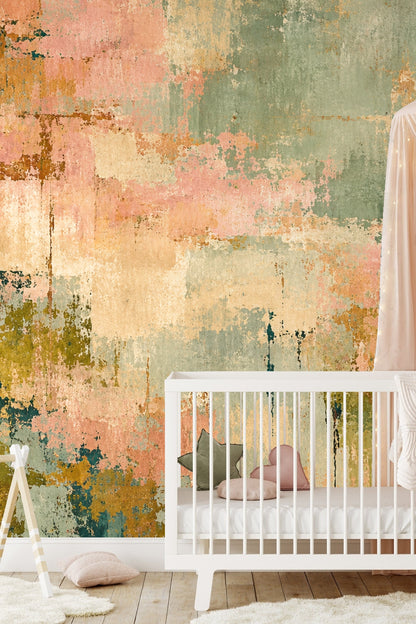Abstract Terrain Mural wallpaper shown in an interior setting