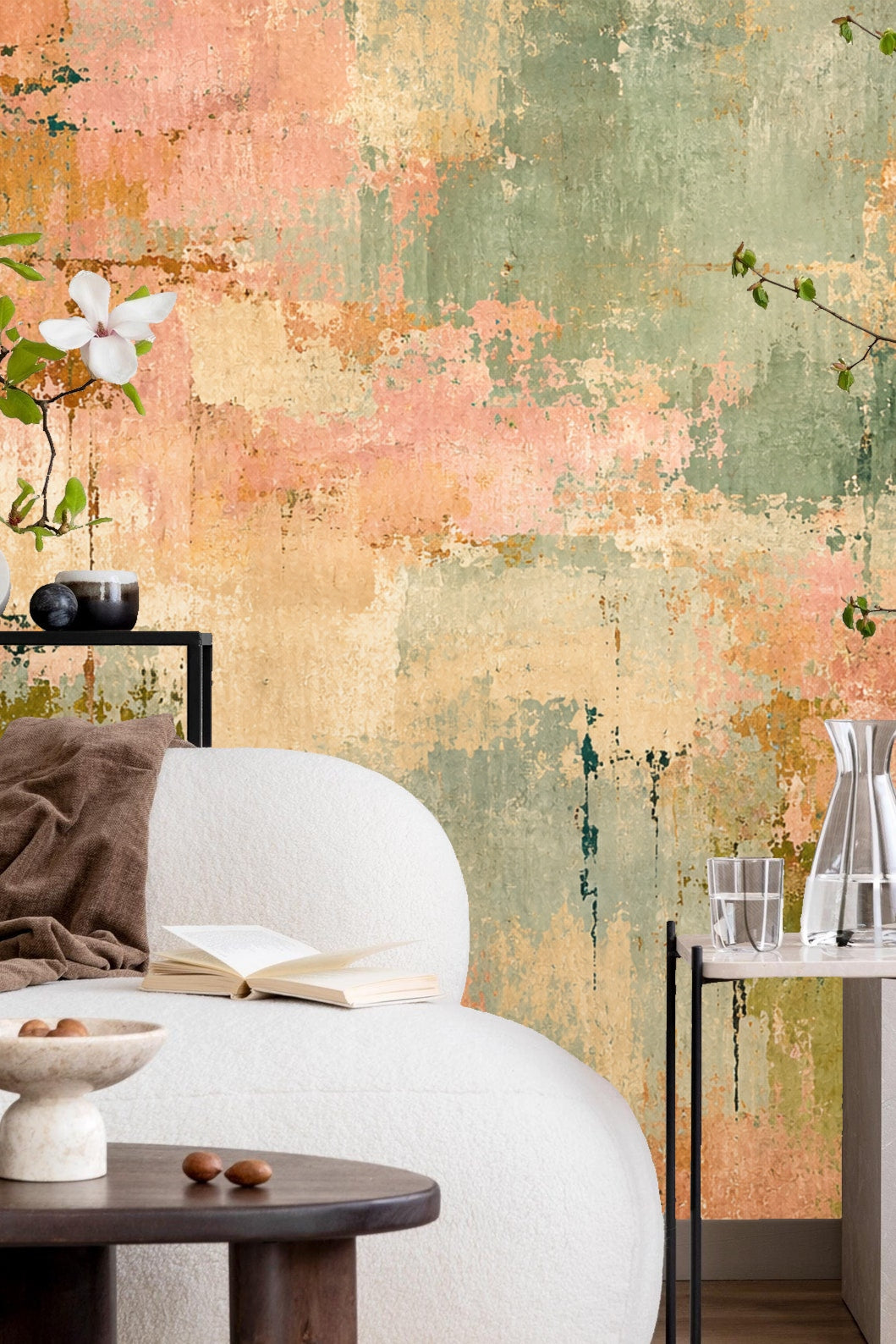 Abstract Terrain Mural wallpaper shown in an interior setting
