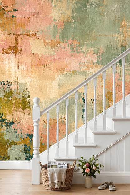 Abstract Terrain Mural wallpaper shown in an interior setting