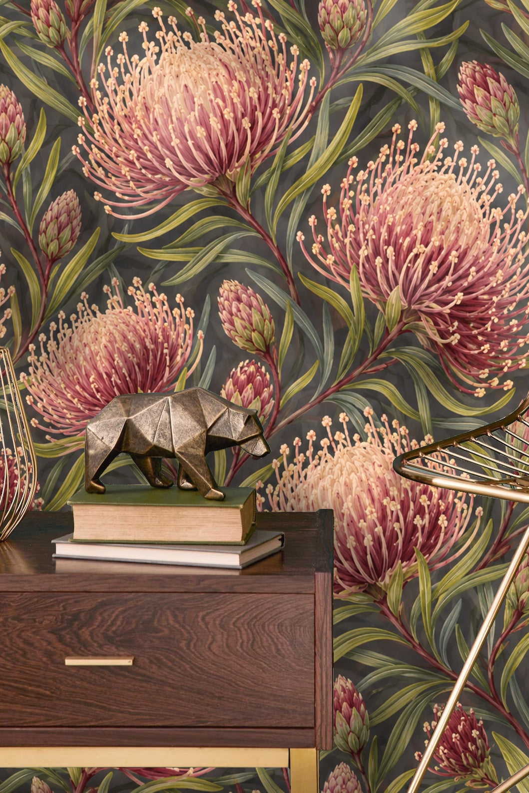 Charming floral pattern evoking natural growth and wildness on the wall.