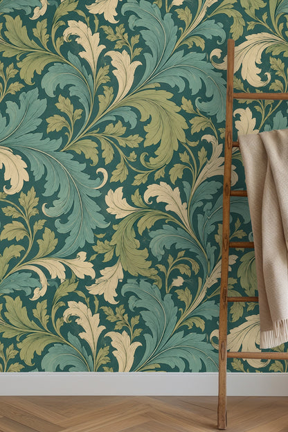 Wallpaper application in a contemporary styled room