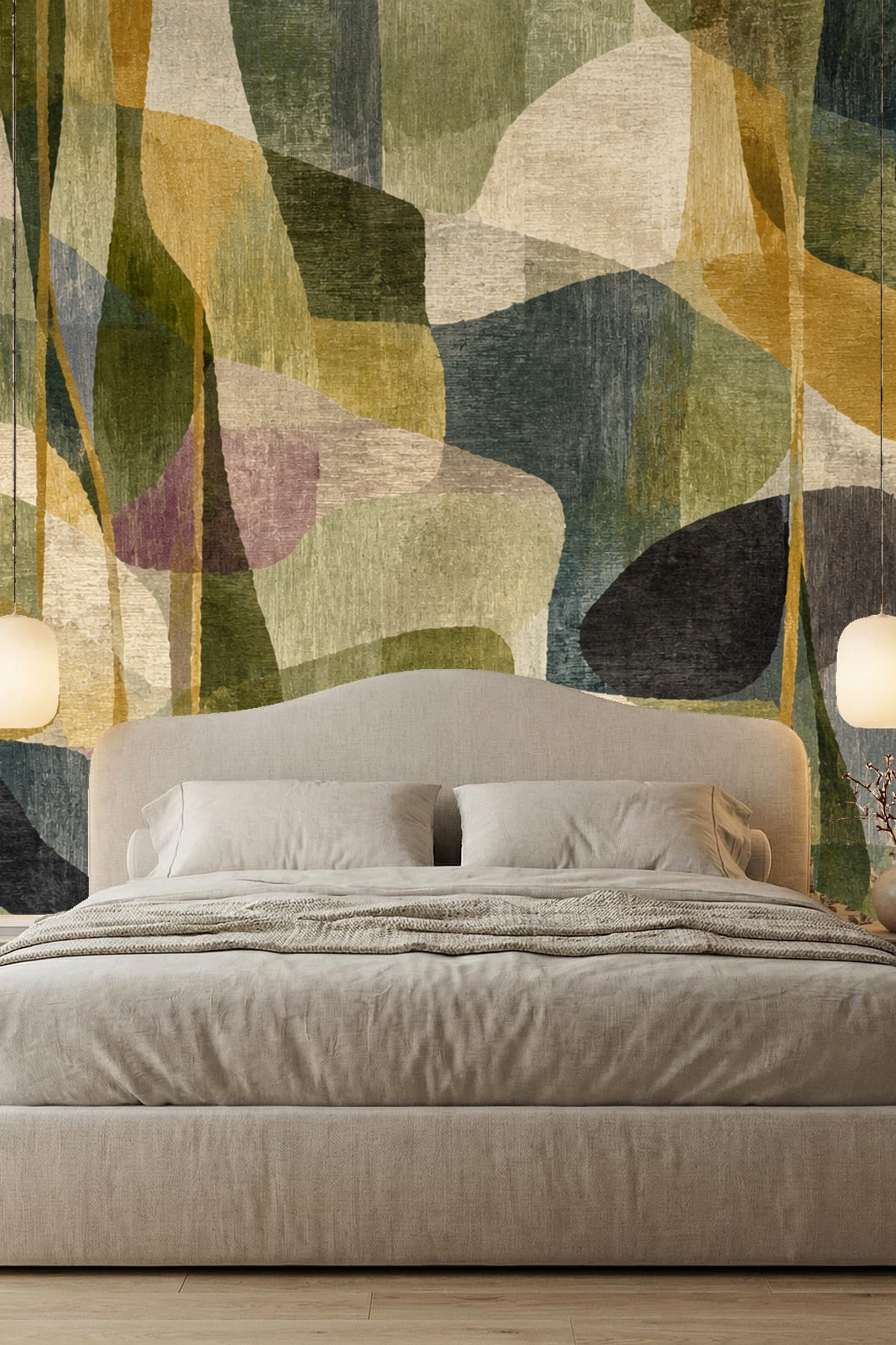 Side angle of abstract wallpaper's interplay of shadow and color.