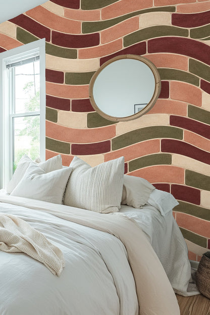 Soft natural light highlighting wallpaper's warm color palette.